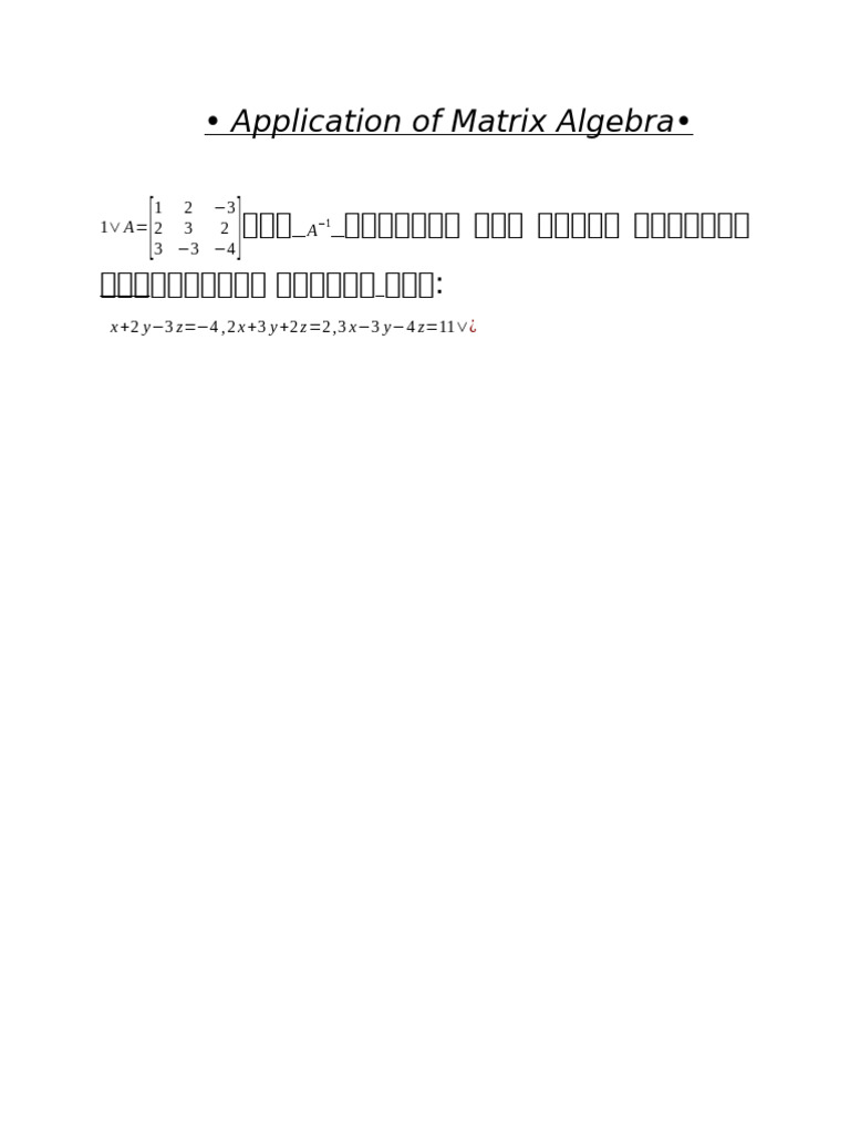 Application of Matrix Algebra | PDF