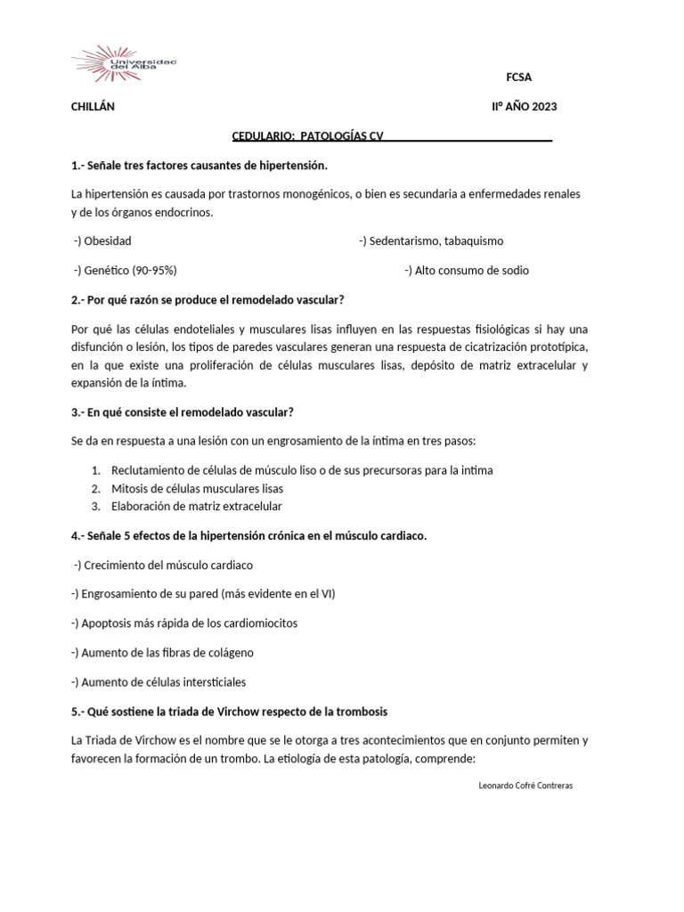 Pauta Cedulario PCV | PDF | Corazón | Isquemia
