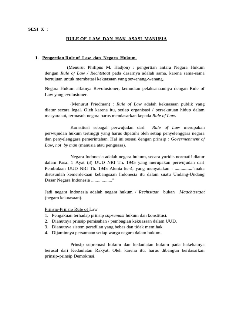 Rule of Law dan Hak Asasi Manusia di Indonesia | PDF