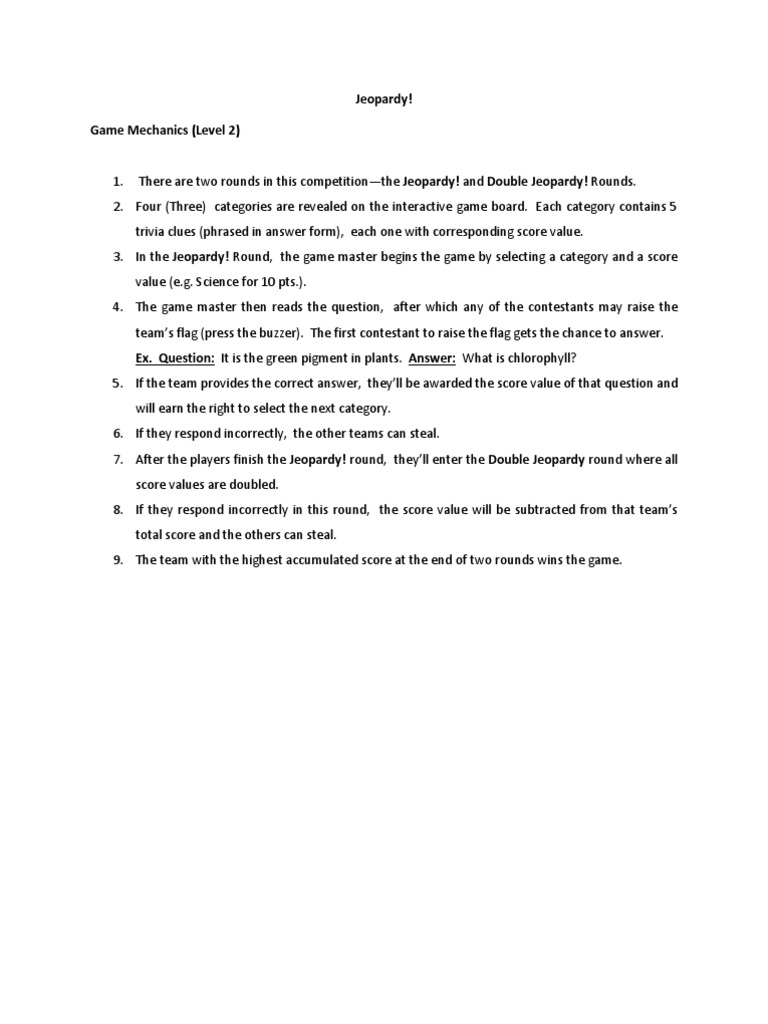 Jeopardy Rules PDF