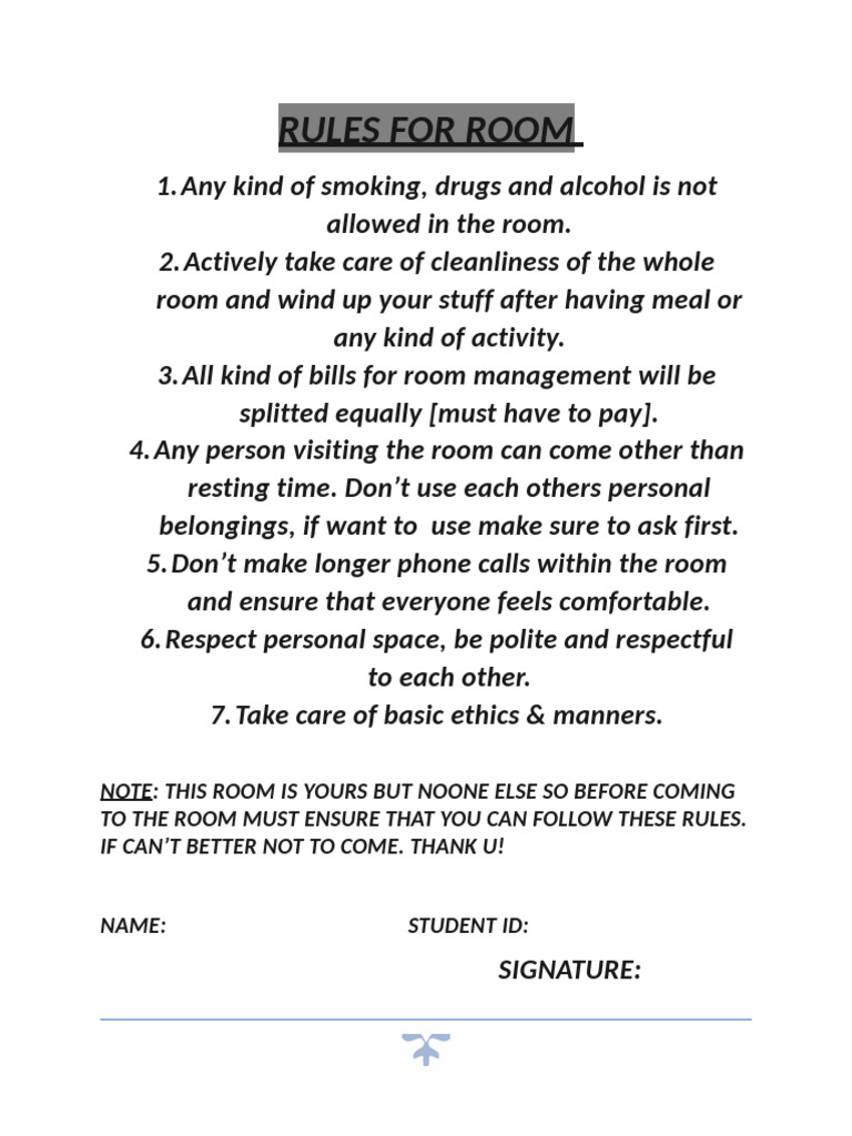 Rules For Room 12-526 | PDF