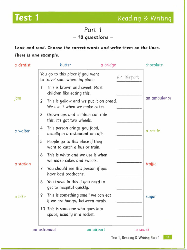 Reading & Writing Test for Students | PDF