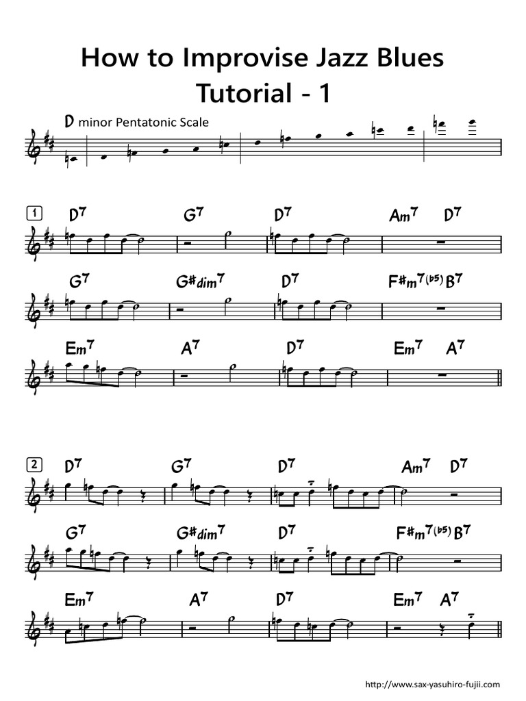 Blues - Tutorial For Alto - 01 - Minor Pentatonic Scale | PDF | Musical ...