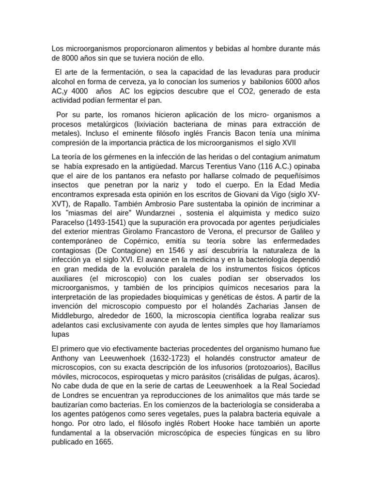 Historia de los Microorganismos y su Impacto | PDF | Adn | Virus