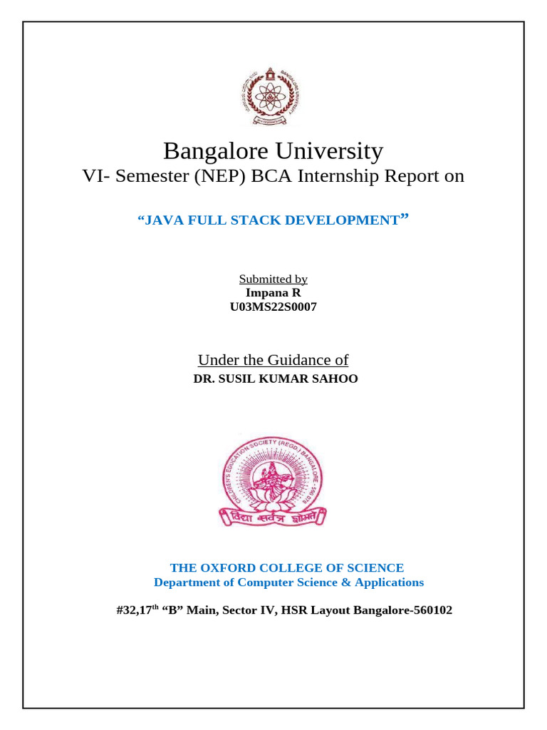 Internship Report: Java Full Stack Dev | PDF | Java (Programming ...