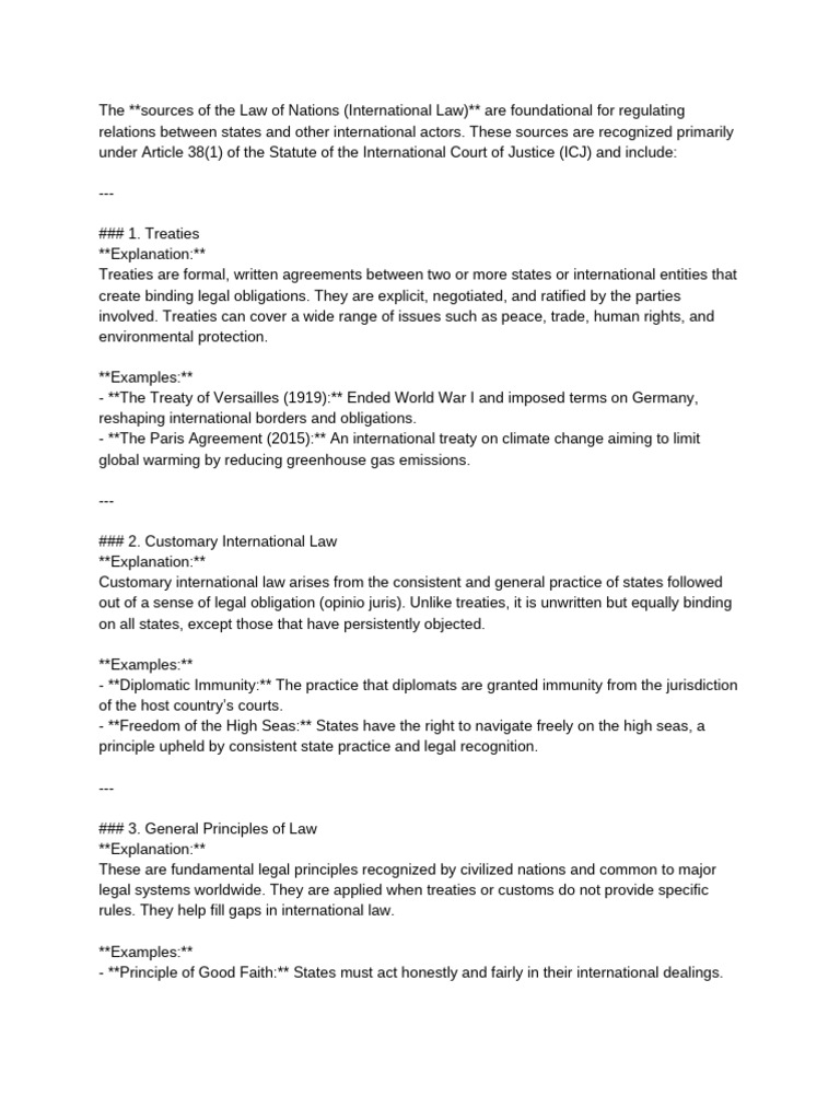 The - Sources of The Law of Nations (International Law) - Are ...