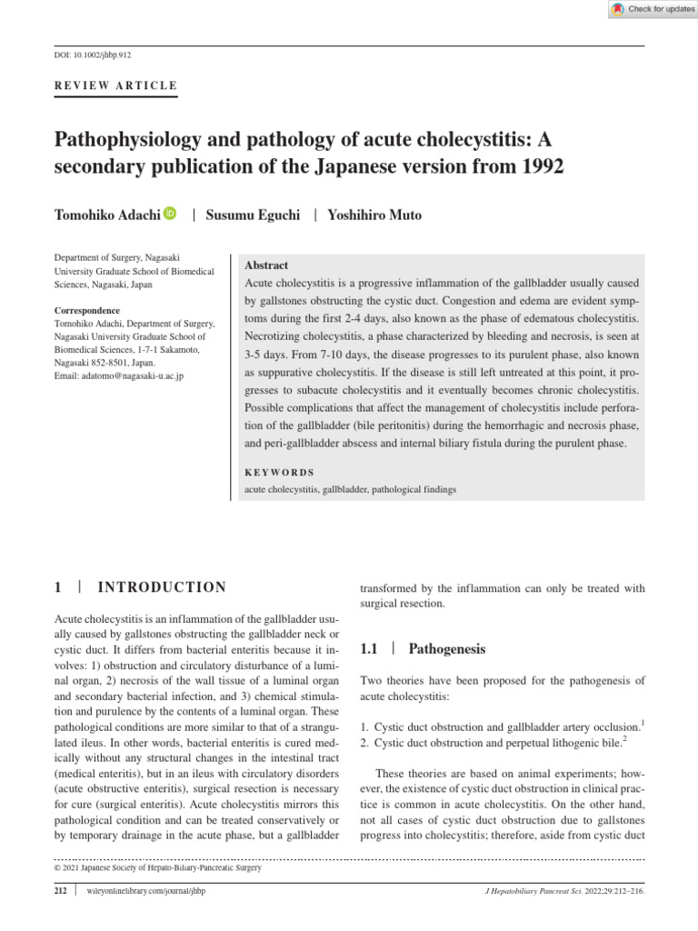 Pathophysiology of Acute Cholecystitis | PDF | Gallbladder | Necrosis