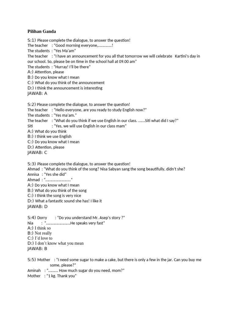 English Dialogue Completion Exercises | PDF