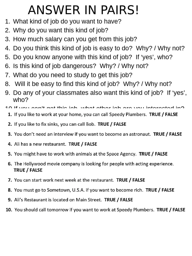 Answer in Pairs! | PDF