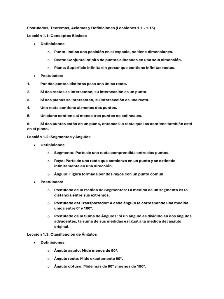 Postulados y Teoremas de Geometría Básica | PDF | Triángulo | Perpendicular