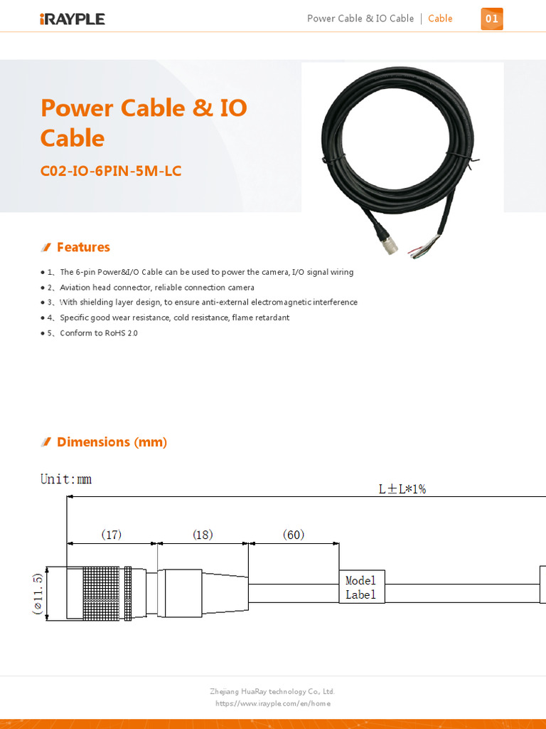 6-Pin Power & I/O Cable Specifications | PDF