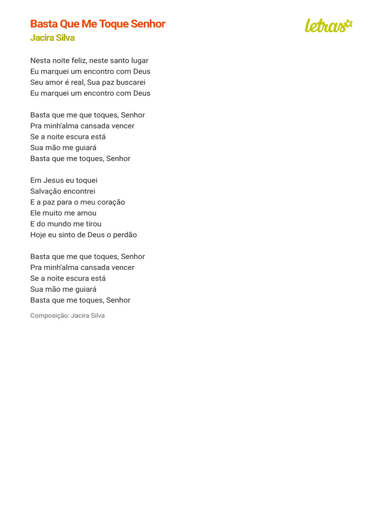 Basta Que Me Toque, Senhor: Letra | PDF