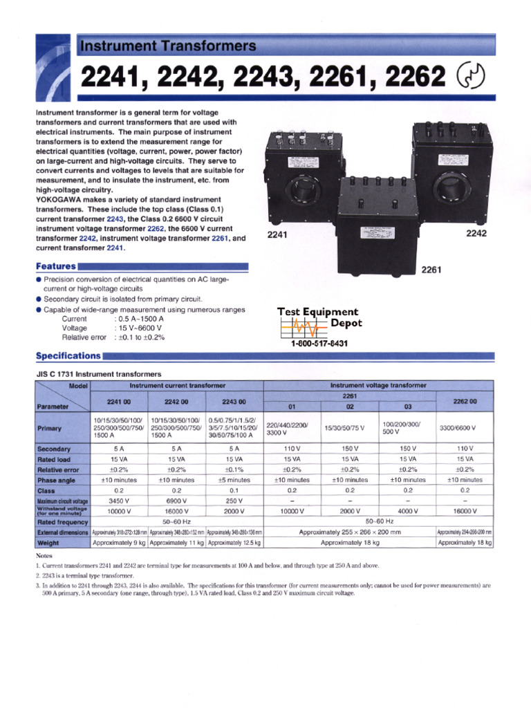 8. Biến dòng điện mẫu Yokogawa 224100 | PDF