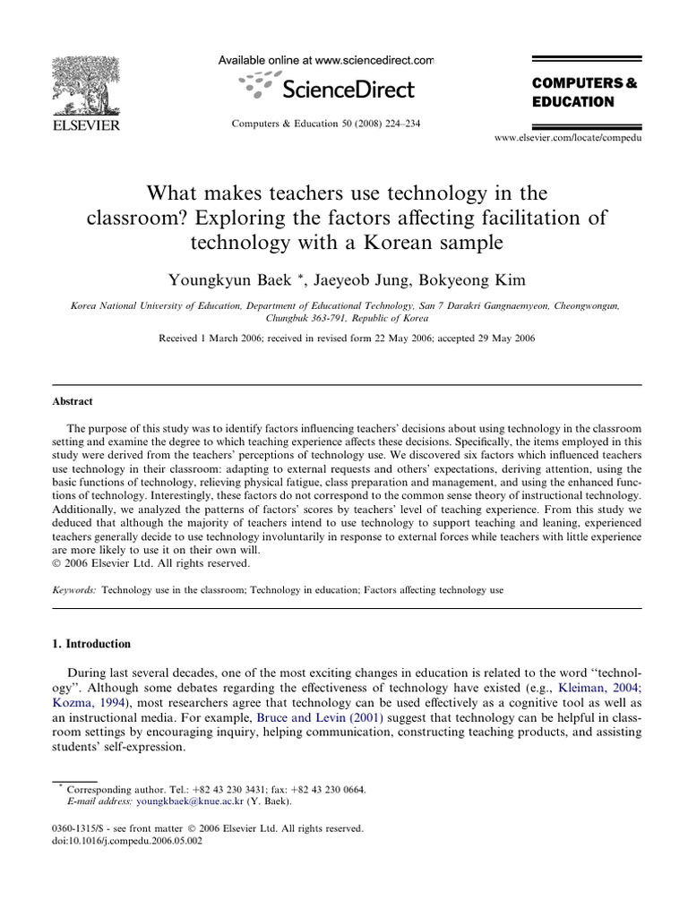 1 s2.0 S036013150600100X Main | PDF | Teachers | Educational Technology