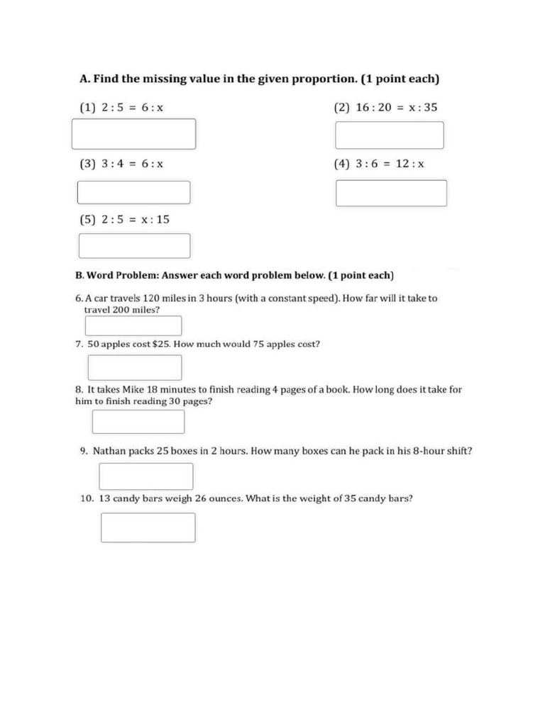 Worksheet Ratio And Proportion Pdf