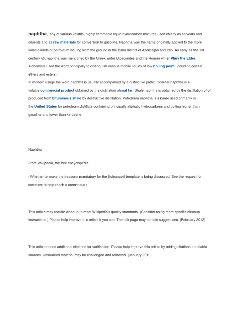 Naphtha | PDF | Hydrocarbons | Chemical Substances