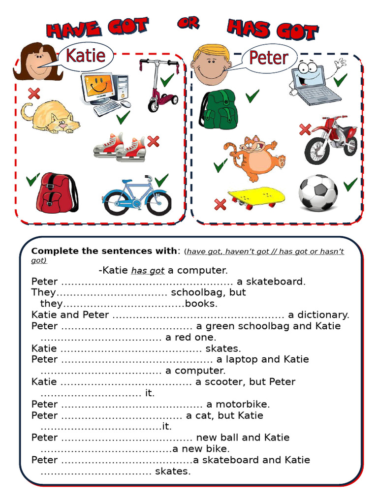 Complete Sentences with Have Got | PDF