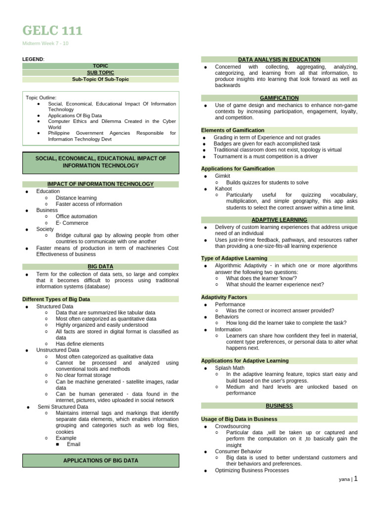 Gelc 111 - Midterms Reviewer | PDF | Security Hacker | Cybercrime