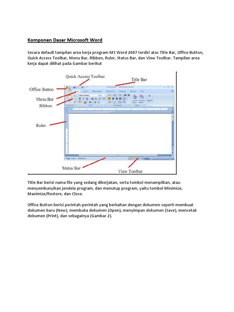 Komponen Utama Microsoft Word 2007 | PDF