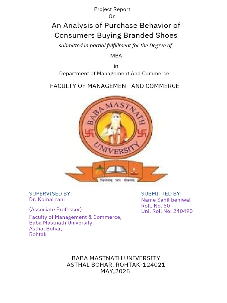 Sahil Final Project | PDF | Consumer Behaviour | Behavior