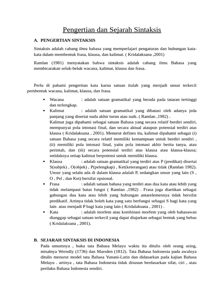 Pengertian dan Sejarah Sintaksis | PDF