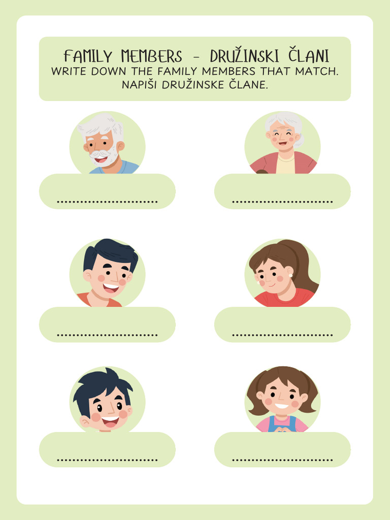 1.r Family Members Worksheets + Family Tree | PDF