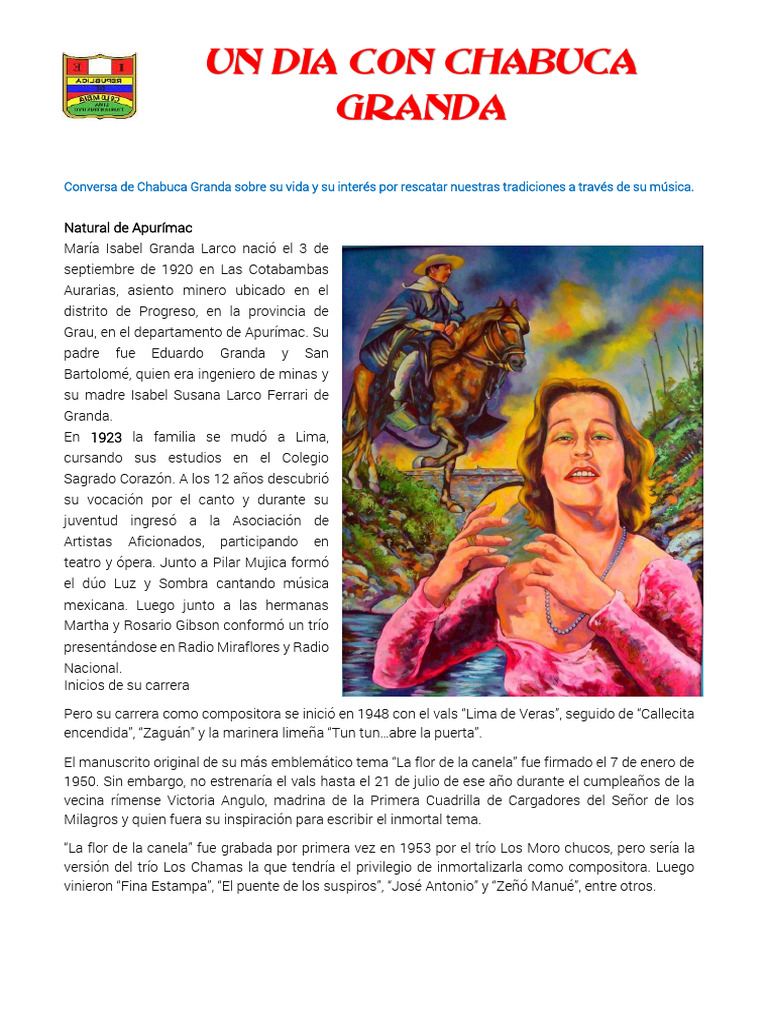 Vida y legado de Chabuca Granda | PDF