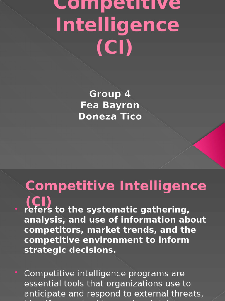 GROUP 4 Competitive Intelligence CI | PDF | Analytics | Behavior