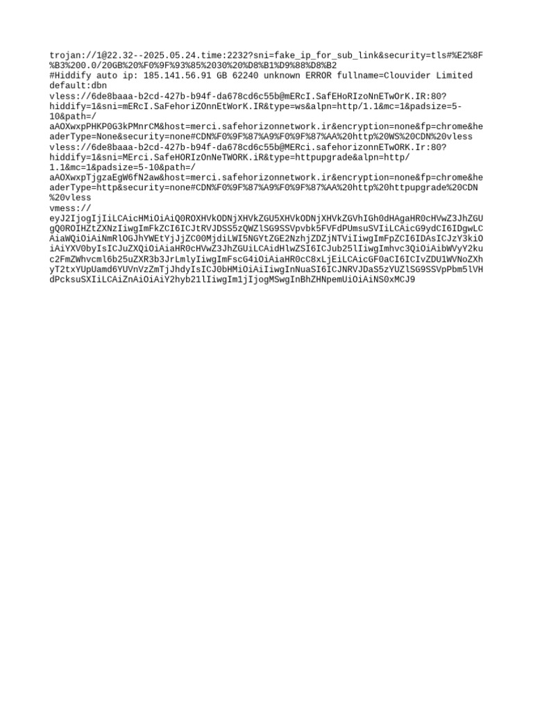 VLESS and VMess Proxy Configurations | PDF