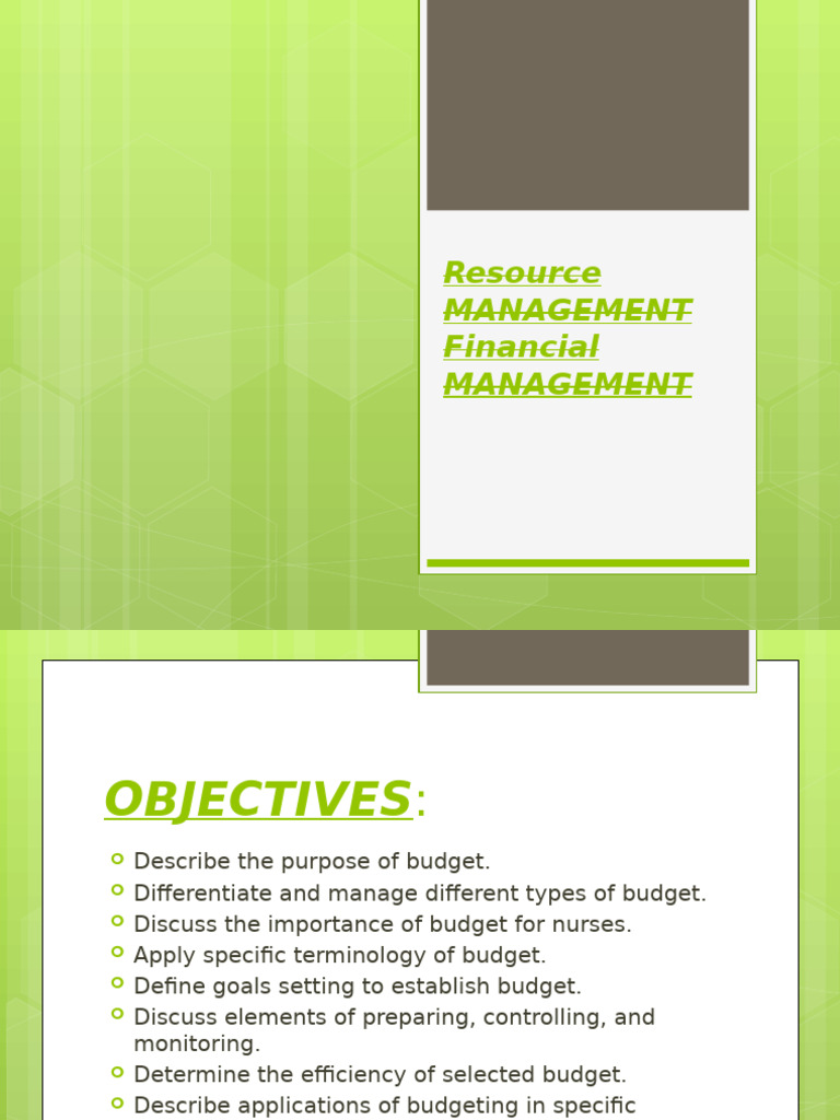 U#9 Resource Management Financial Management | PDF | Budget | Expense