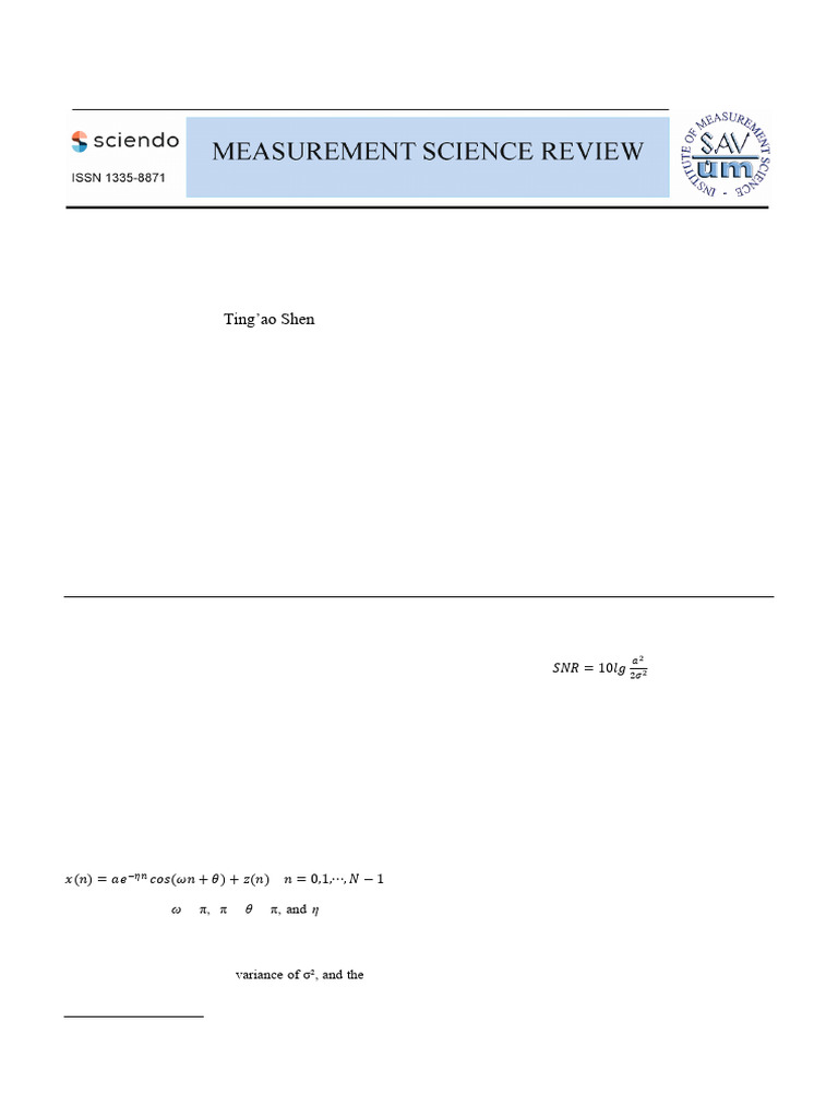 Damped Sinusoid Parameter Estimation Algorithm | PDF | Signal To Noise ...