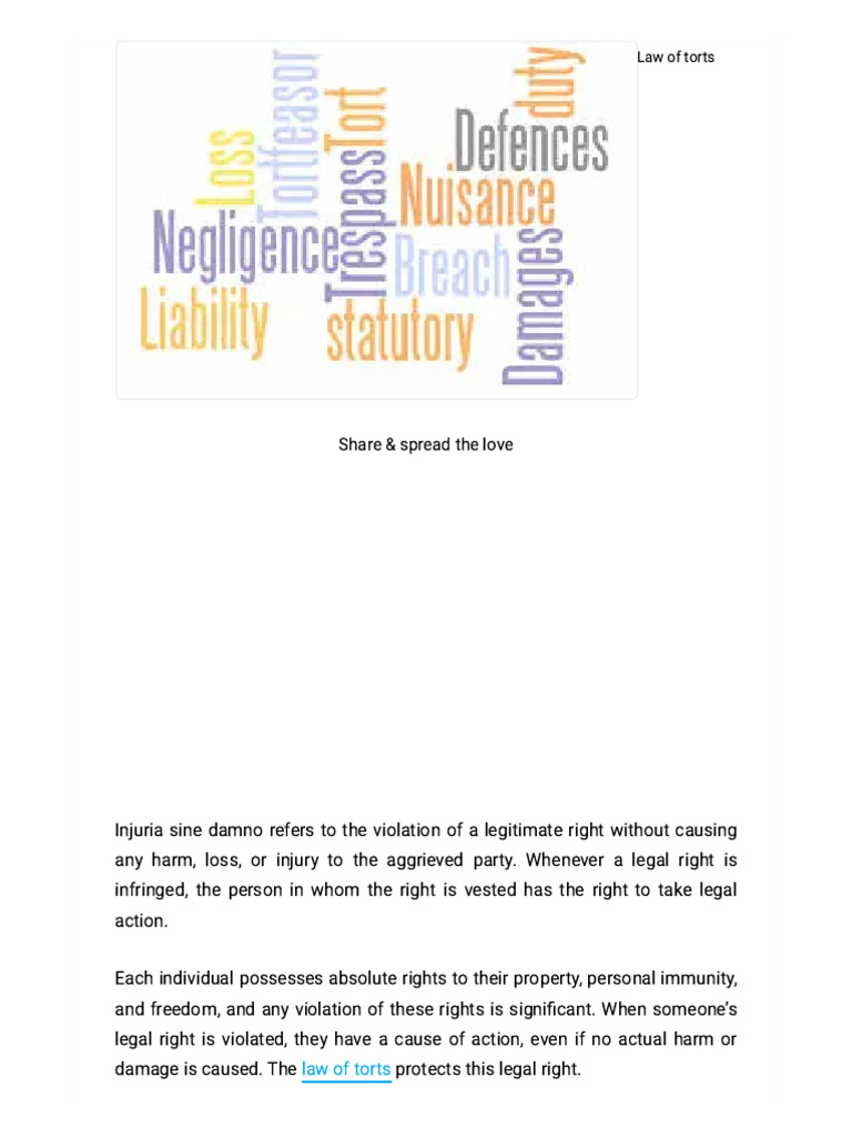 Landmark Cases of Injuria Sine Damno | PDF | Damages | Tort