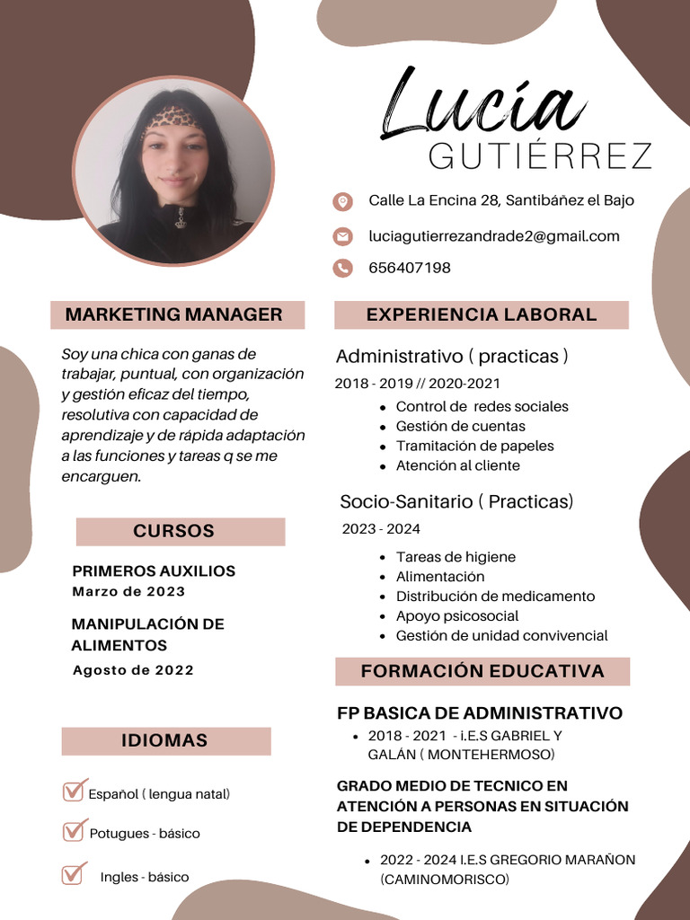 Curriculum CV Resume Profesional Marketing Creativo Rosa | PDF
