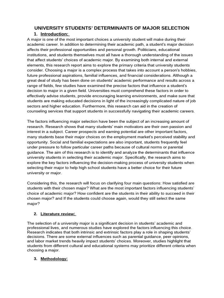 Factors Influencing Major Selection | PDF | Survey Methodology | Social ...