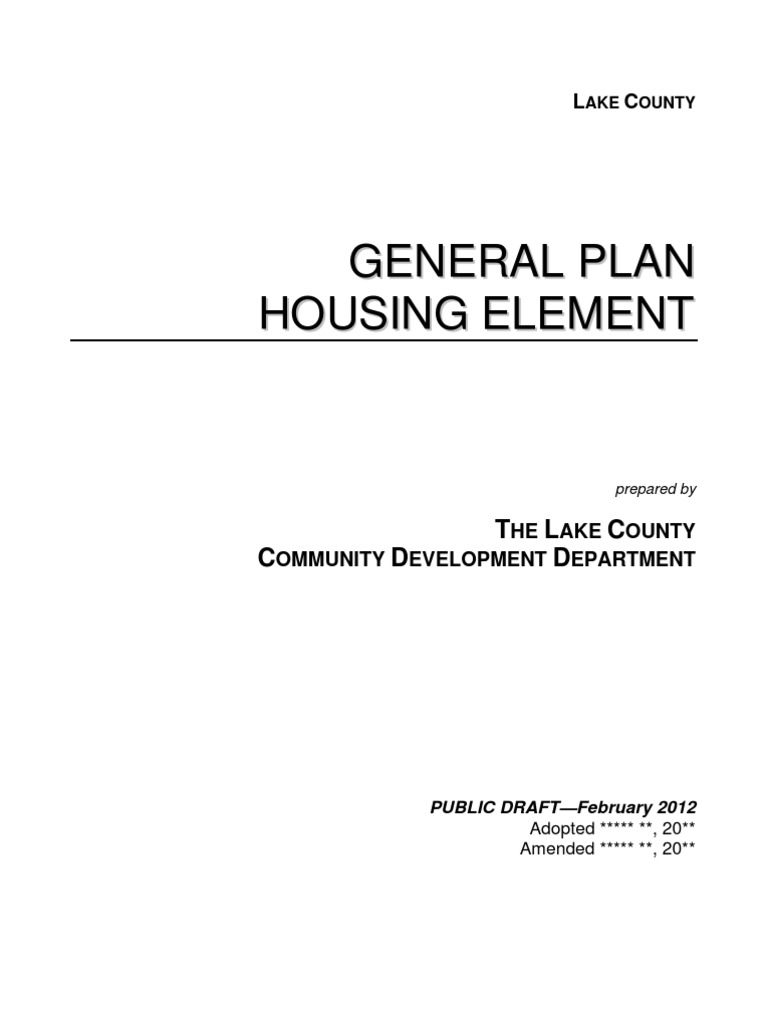 2012 Lake County Housing Element Update PDF Affordable Housing