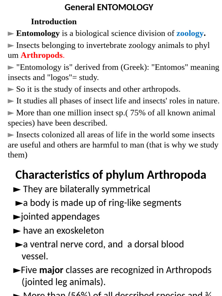 1. General Entomology i.pptx (1) | PDF | Insects | Arthropodology