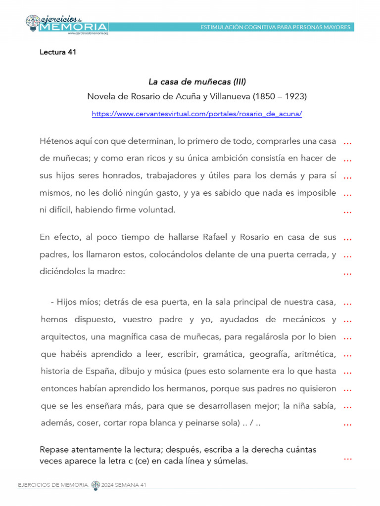 Ejercicios de Memoria Semanal 41 | PDF | Educación en artes liberales