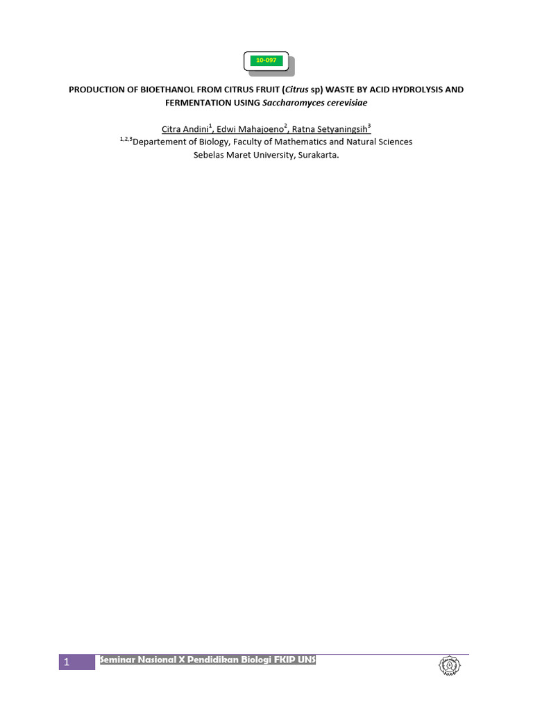 Production of Bioethanol From Citrus Fruit Citrus SP Waste 5b03p9x1bd | PDF