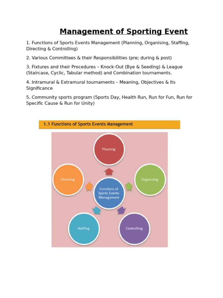 Sporting Event Management Essentials | PDF | Tournament | Physical Fitness