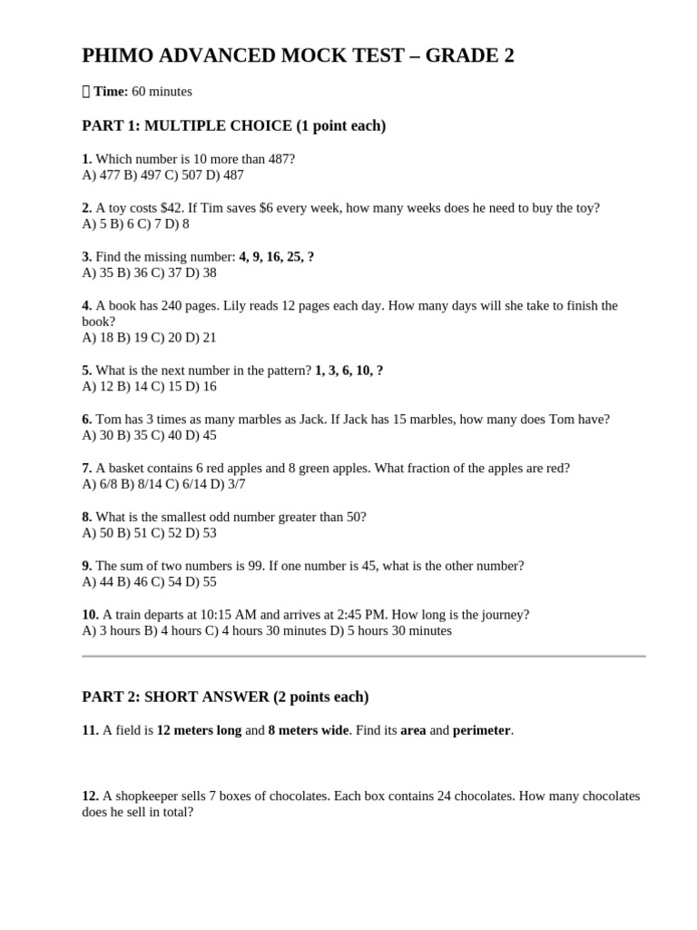 PHIMO ADVANCED MOCK TEST đề 2 | PDF
