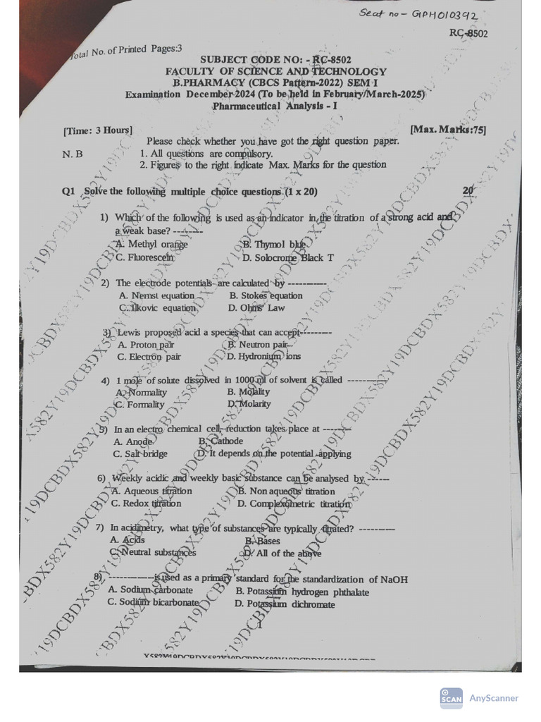 1st Sem Papers | PDF