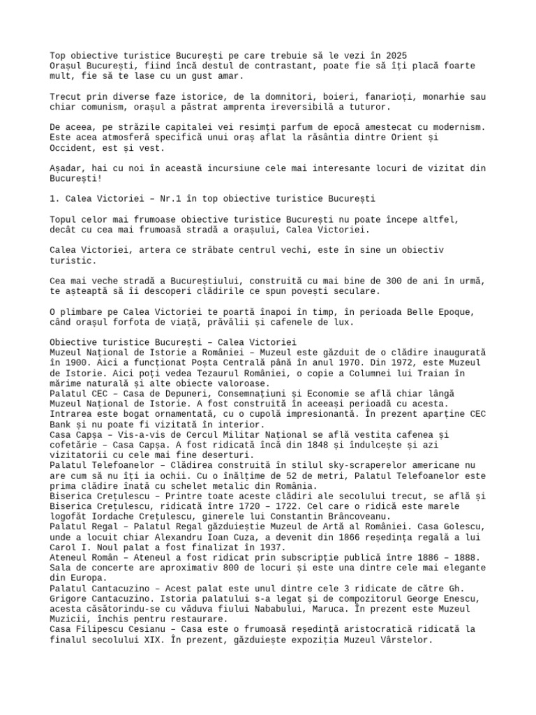 Obiective Turistice | PDF