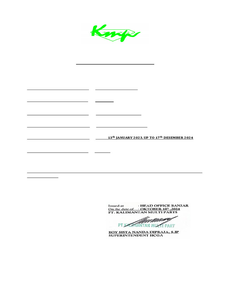 Surat Pengalaman Kerja - Rudi Prasetiawan BBBBB | PDF