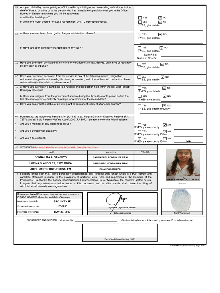 B. Duly Accomplish PDS Page 4 | PDF | Justice | Crime & Violence