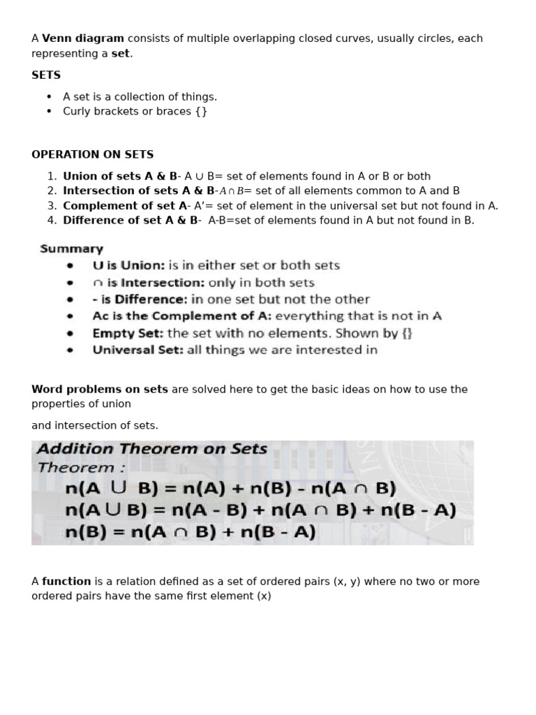 Venn Diagram Set Sets | PDF