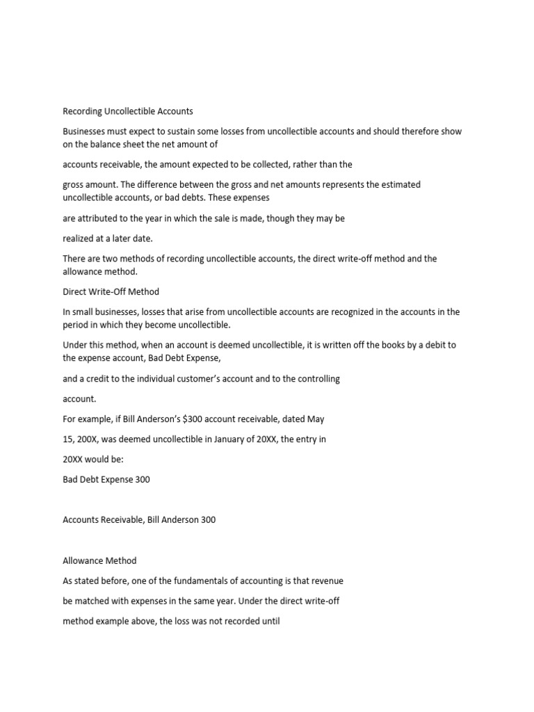 Recording Uncollectible Accounts | PDF