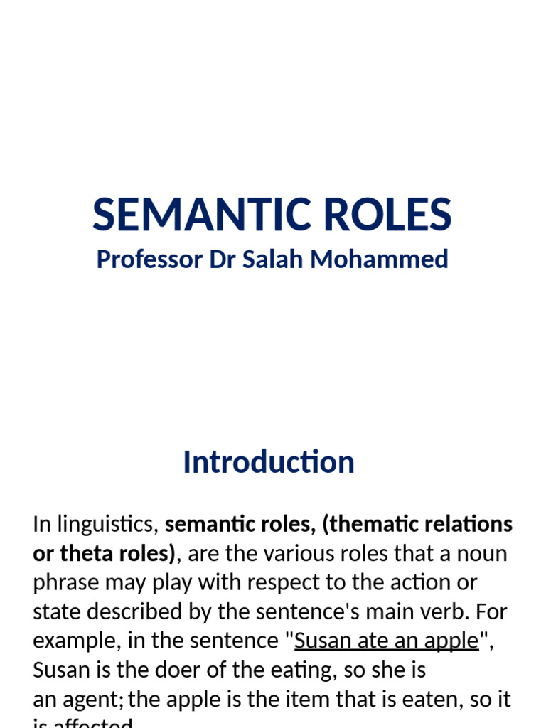 Understanding Semantic Roles in Linguistics | PDF
