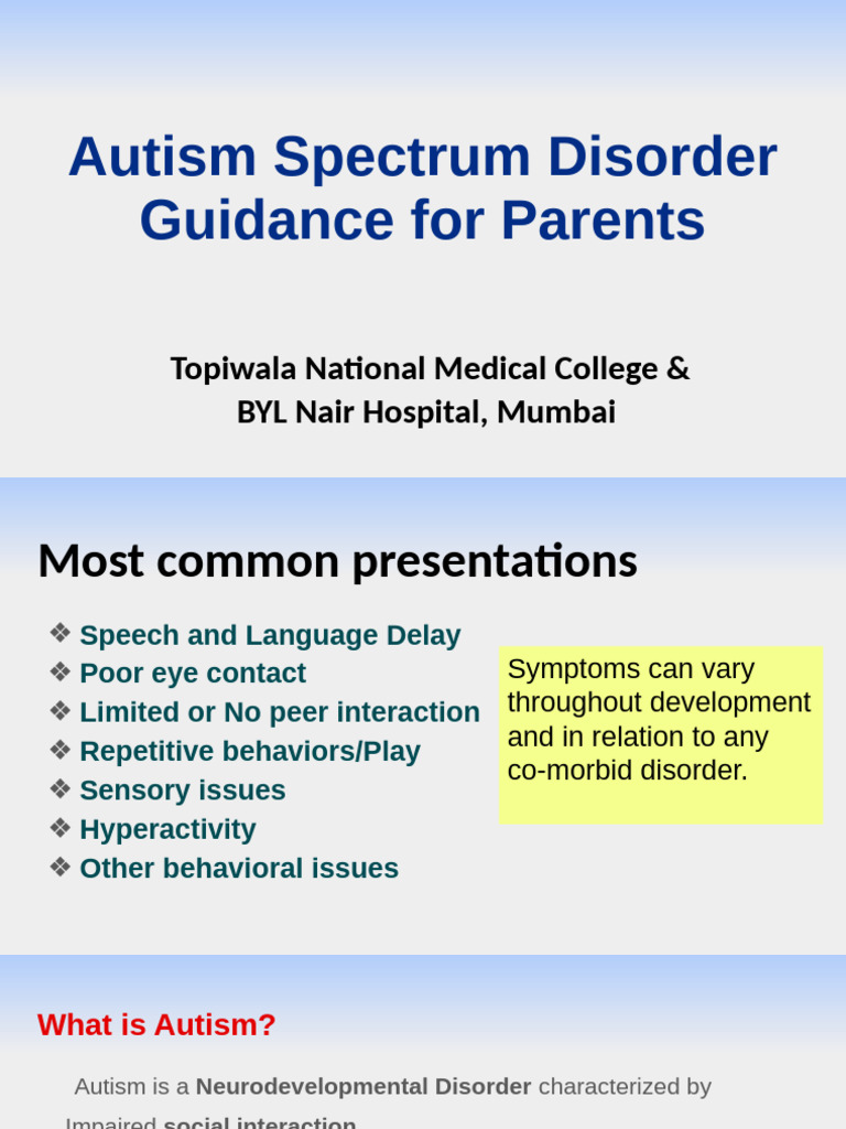 Autism Spectrum Disorder Guide for Parents PDF Autism Mental Disorder