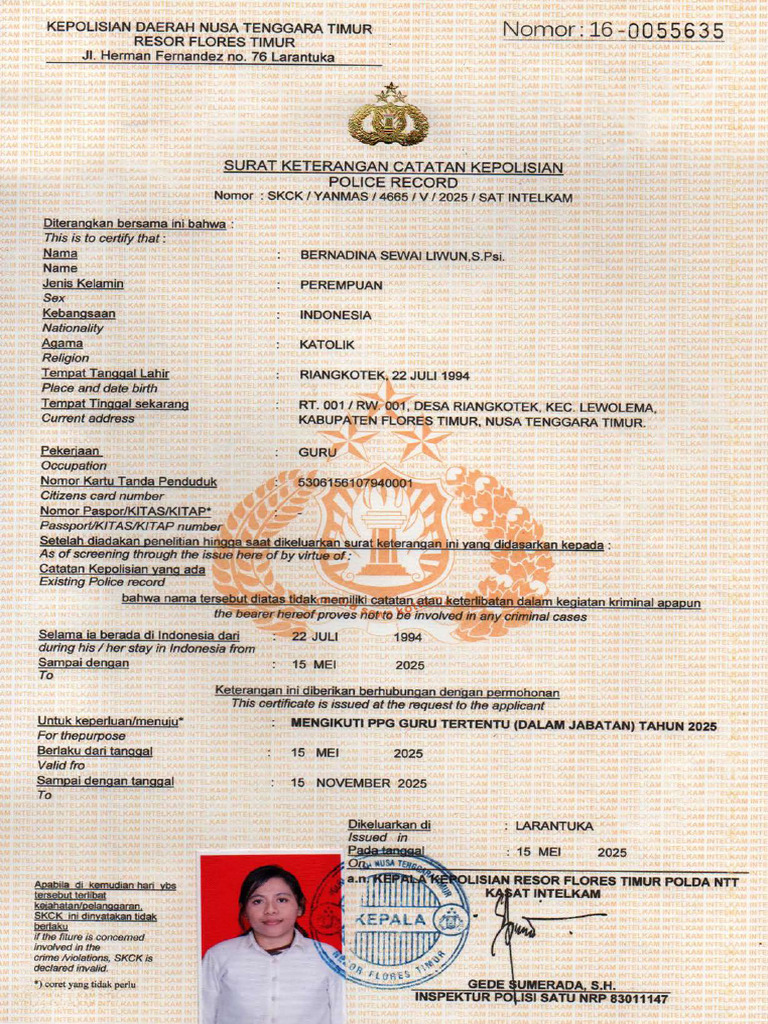 SKCK Bernadina Asli PDF