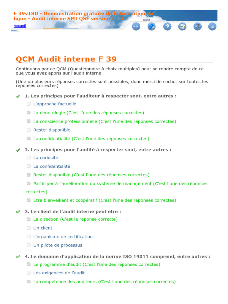 QCM sur l'Audit Interne | PDF